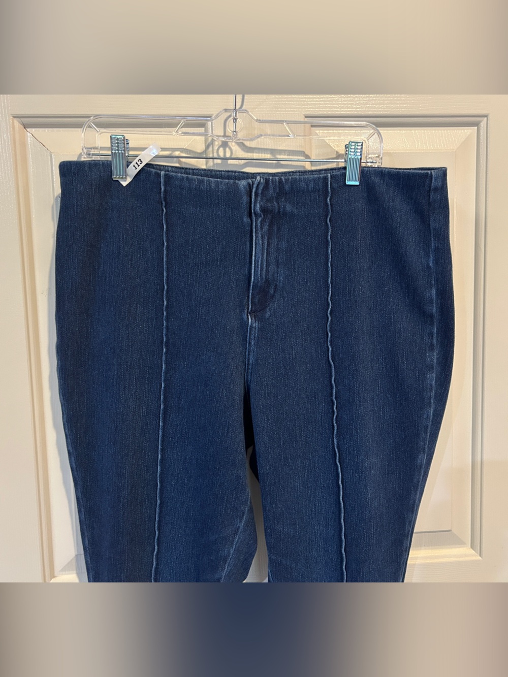 Belle by Kim Gravel Dark Blue Straight-Leg Seam-Front Jeans - Picture 5 of 10